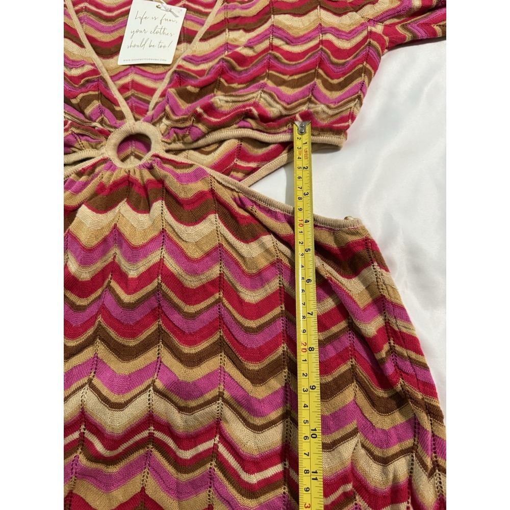 Show Me Your Mumu 'Carlo' Cut Out Horizon Stripe Knit Dress Size XL Retro NEW - Picture 9 of 16